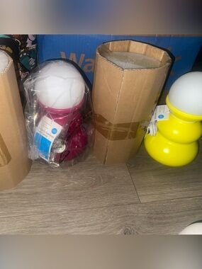 Room Essentials Pink and Yellow Mushroom LED Accent Lamps